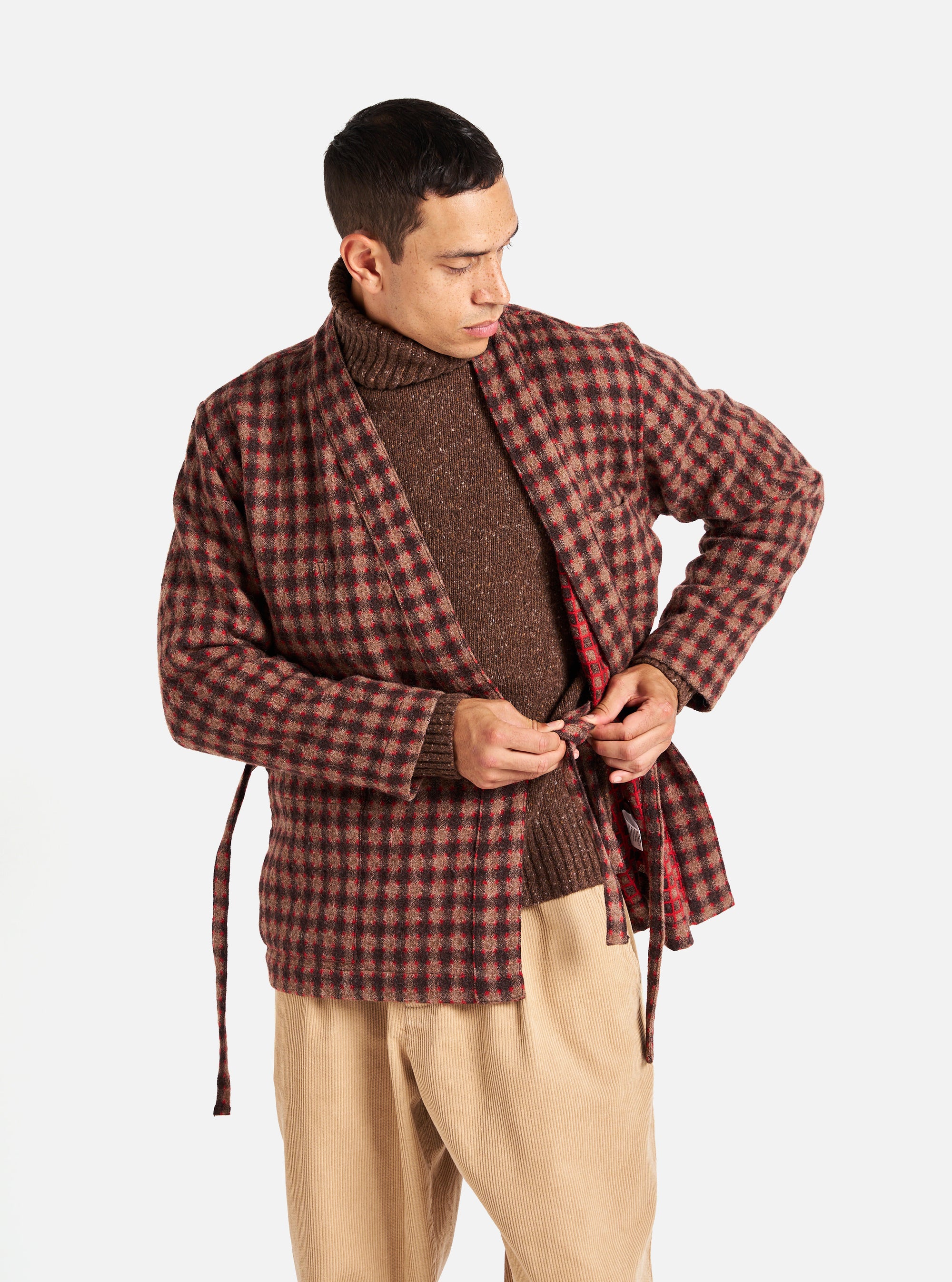 Universal Works Kyoto Work Jacket in Brown Wool Alpaca Mix