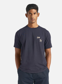 Universal Works Print Tee in Navy Single Jersey UW31