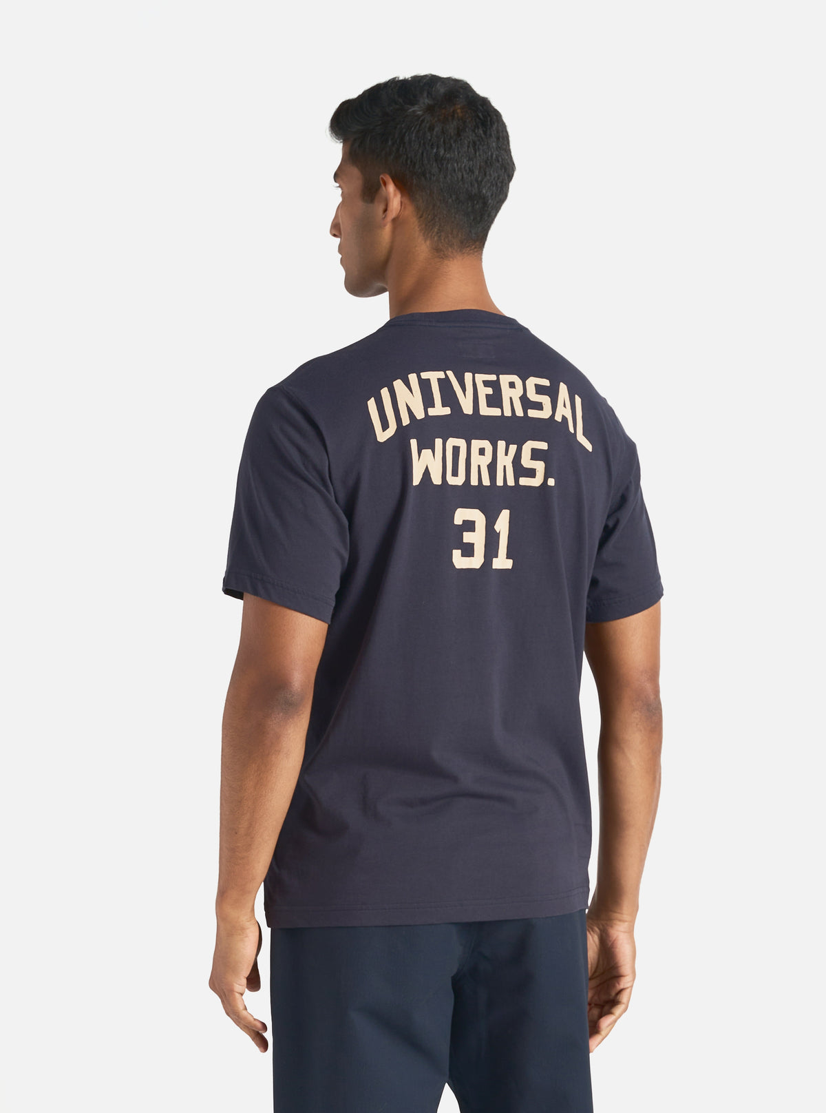 Universal Works Print Tee in Navy Single Jersey UW31