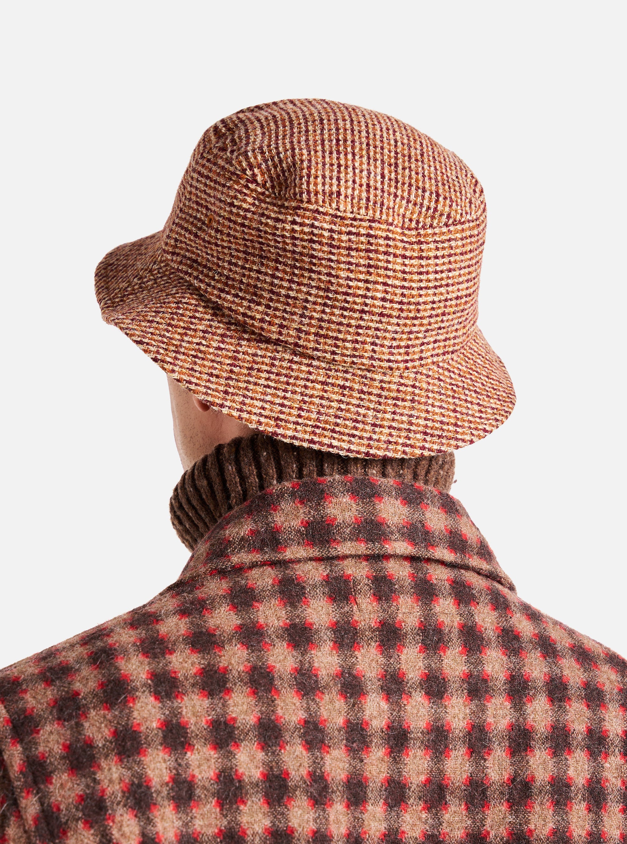 Universal Works Lewis Hat in Rust Harris Tweed Plaid