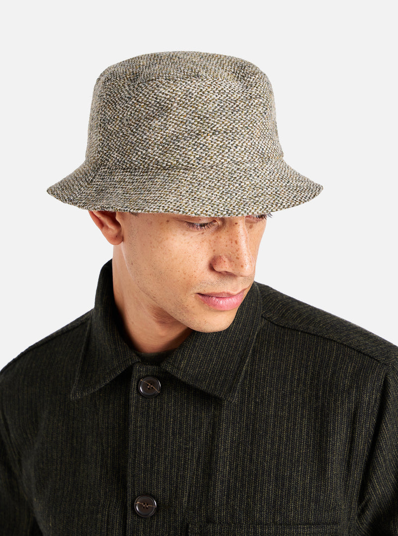 Universal Works Lewis Hat in Olive Harris Tweed Weave