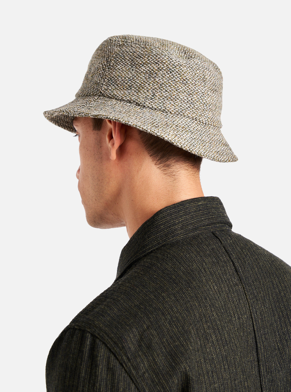 Universal Works Lewis Hat in Olive Harris Tweed Weave