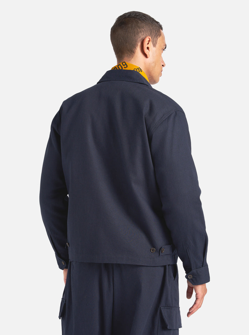 Universal Works Windcheater in Navy Winter Twill