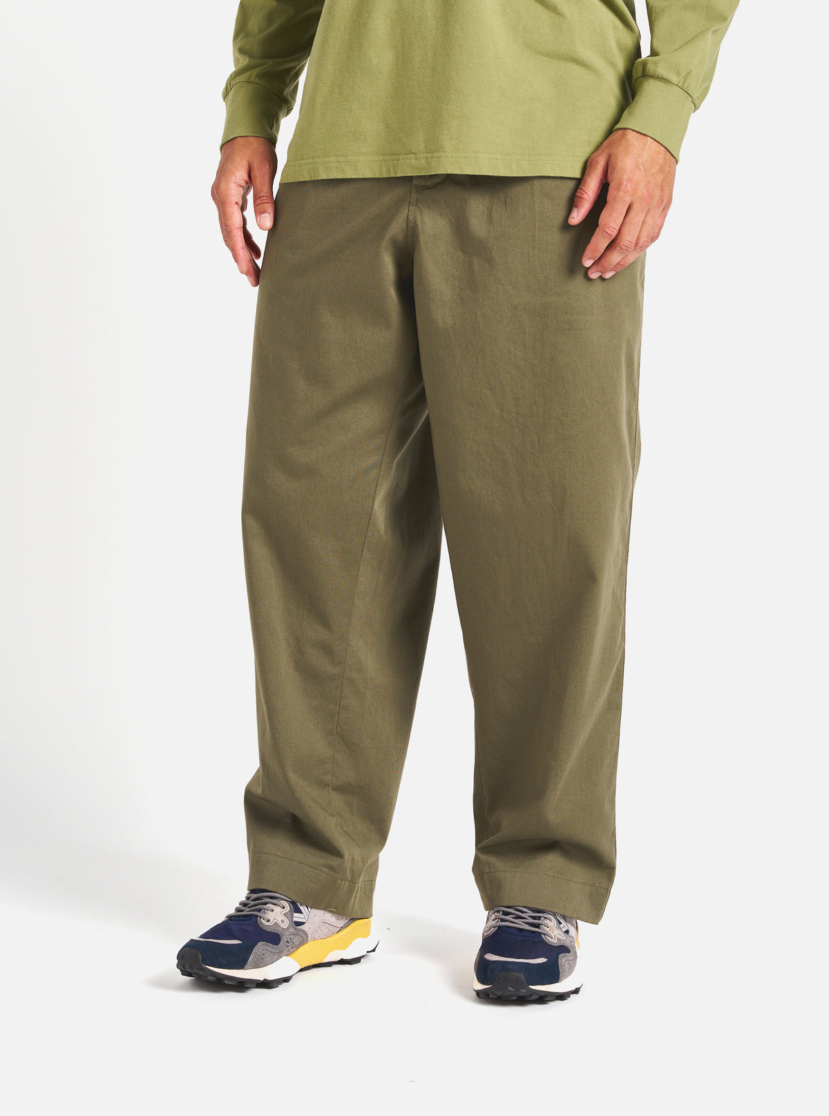 Universal Works Duke Pant in Light Olive Twill