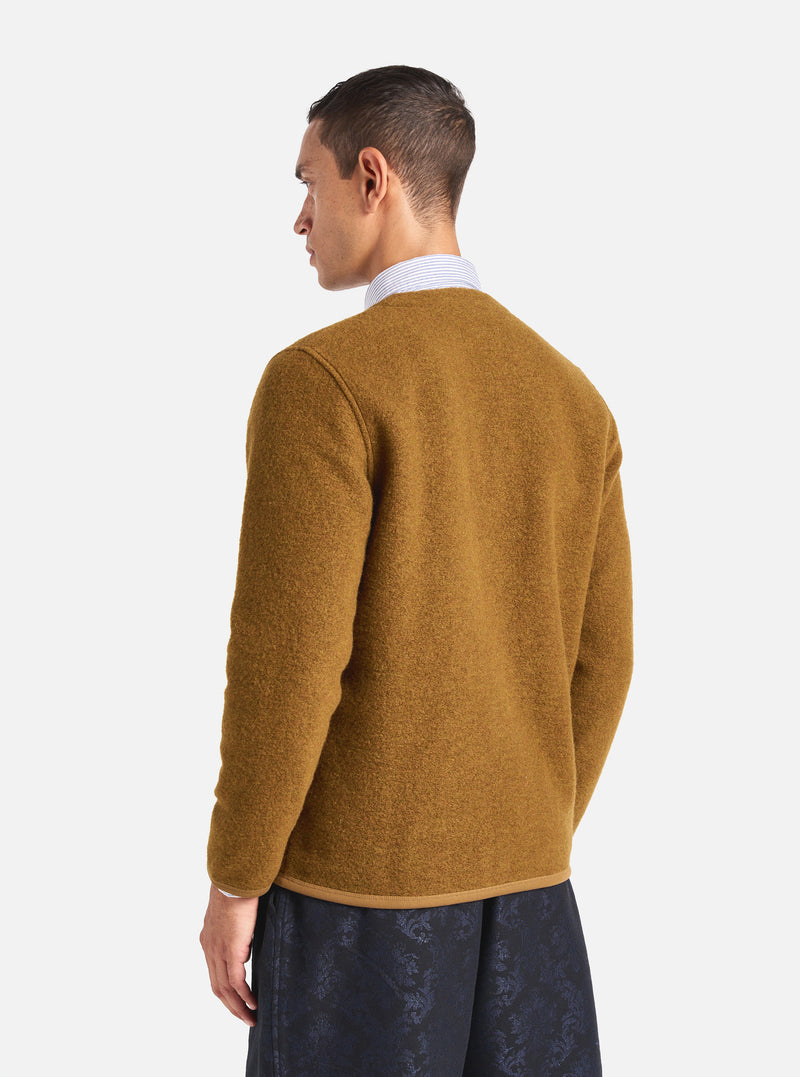 Universal Works Cardigan in Mustard Wool Fleece