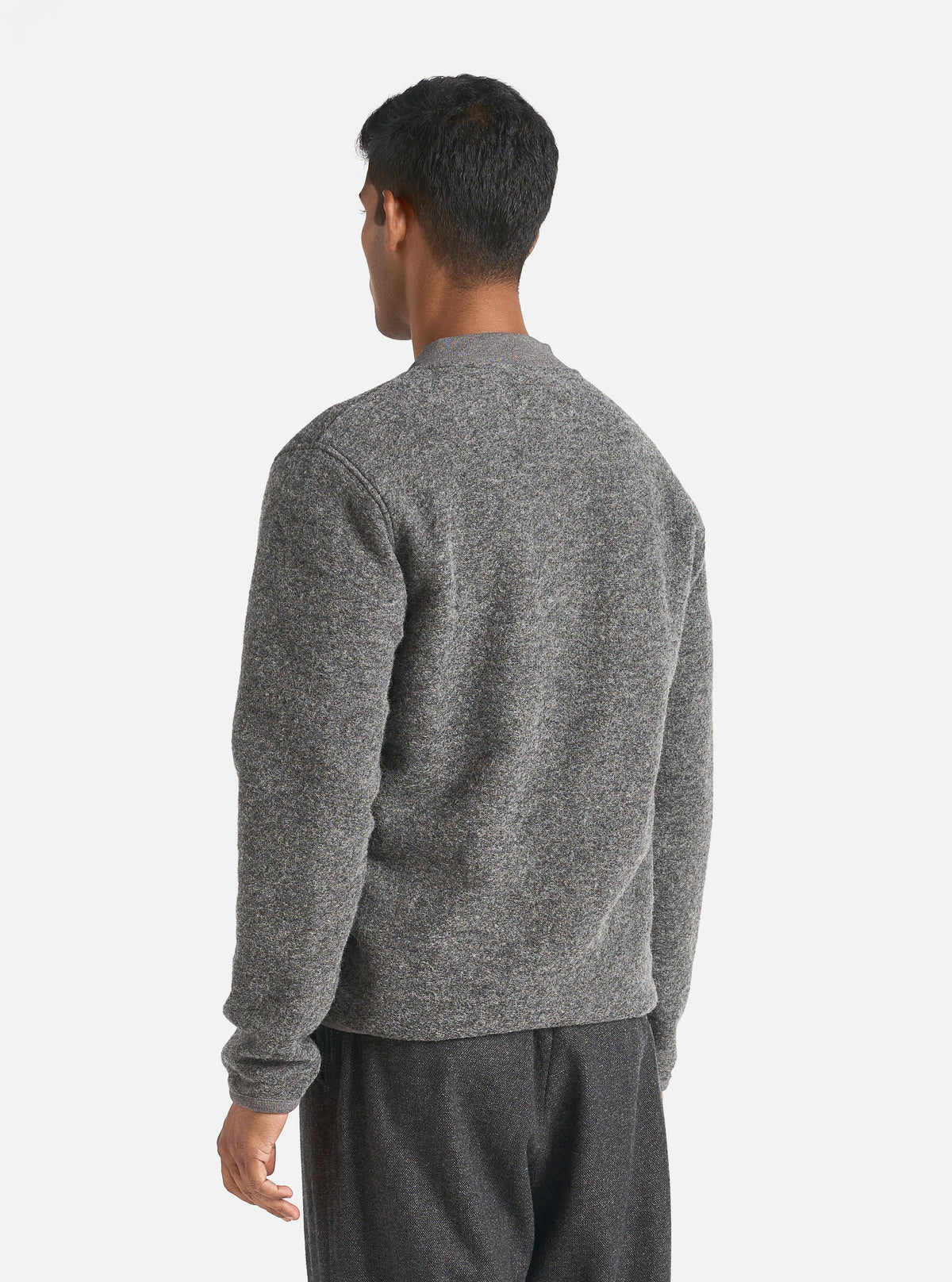 Universal Works Zip Bomber in Grey Marl Wool Fleece