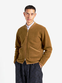 Universal Works Zip Bomber in Mustard Wool Fleece