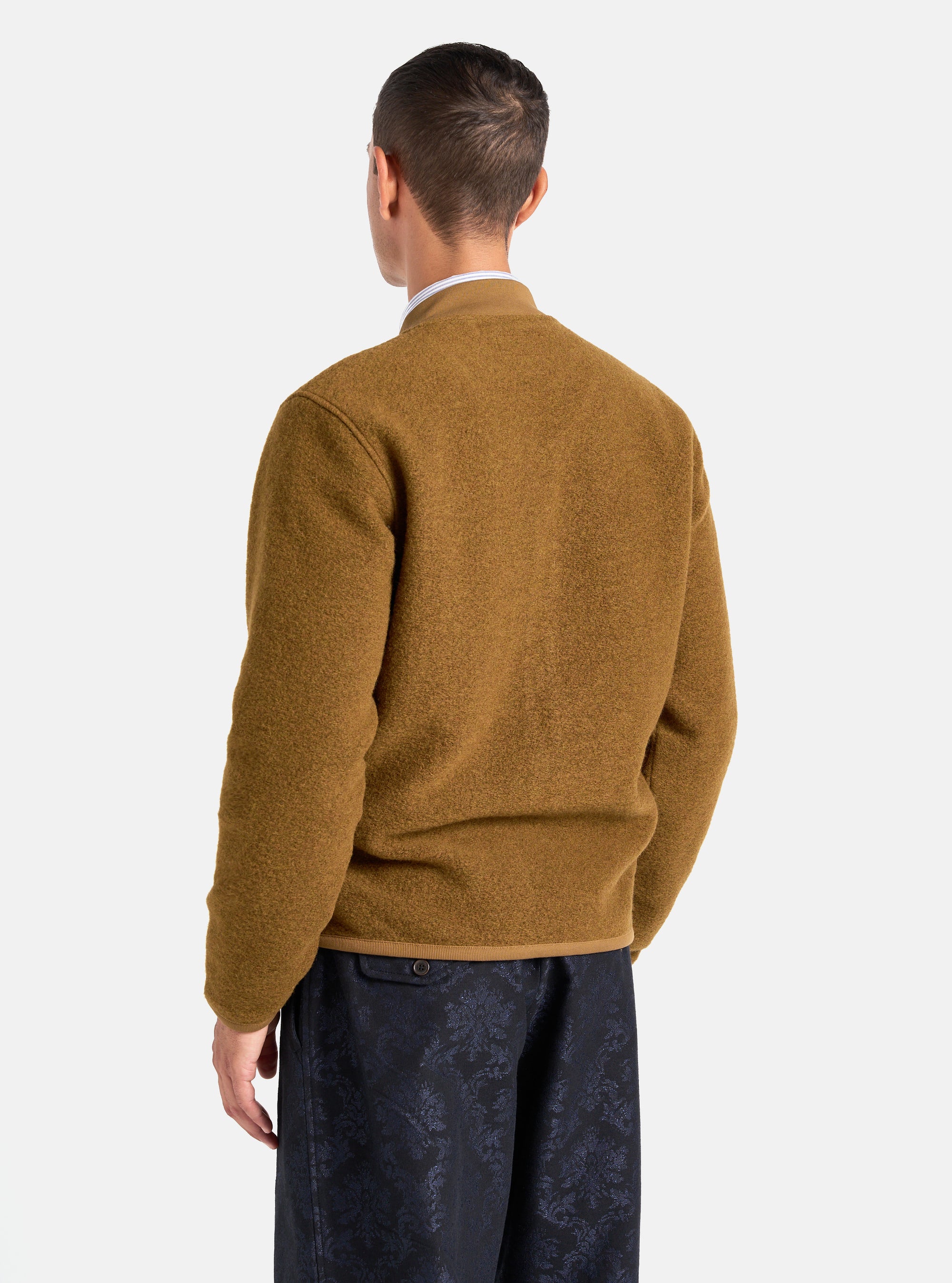 Universal Works Zip Bomber in Mustard Wool Fleece