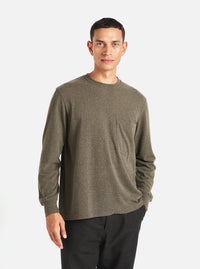 Universal Works Loose L/S Tee in Olive Recycled Wool Mix