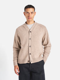 Universal Works David Cardigan in Fawn Eco Wool