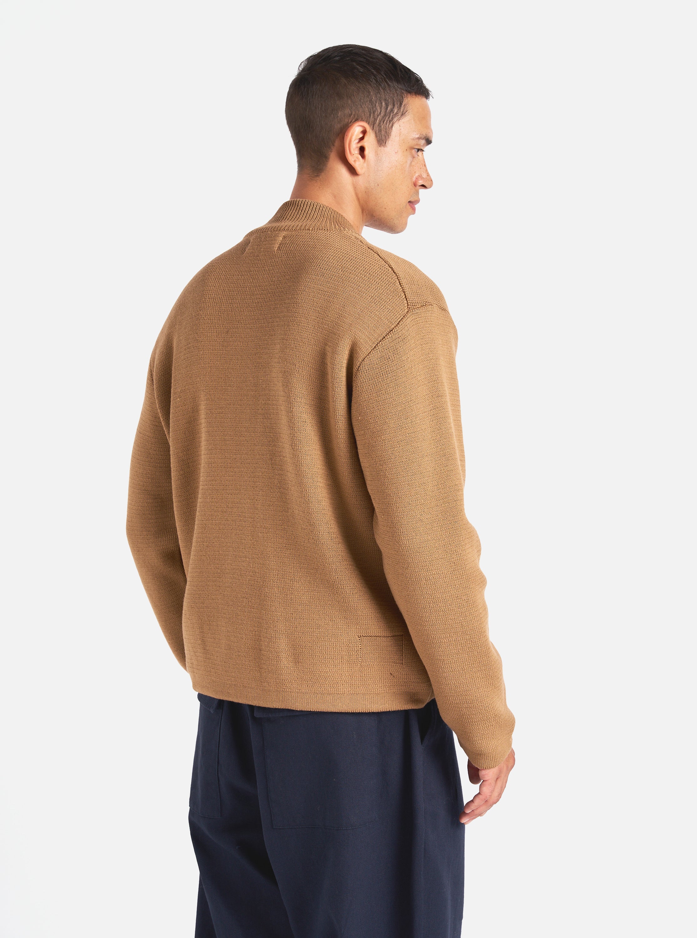 Universal Works Zip Knitwork Jacket in Sand Merino Knit