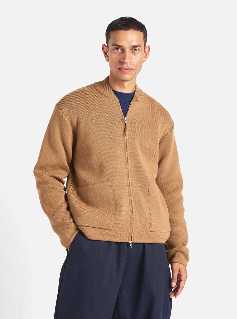 Universal Works Zip Knitwork Jacket in Sand Merino Knit