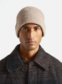 Universal Works Watch Cap in Fawn Eco Wool