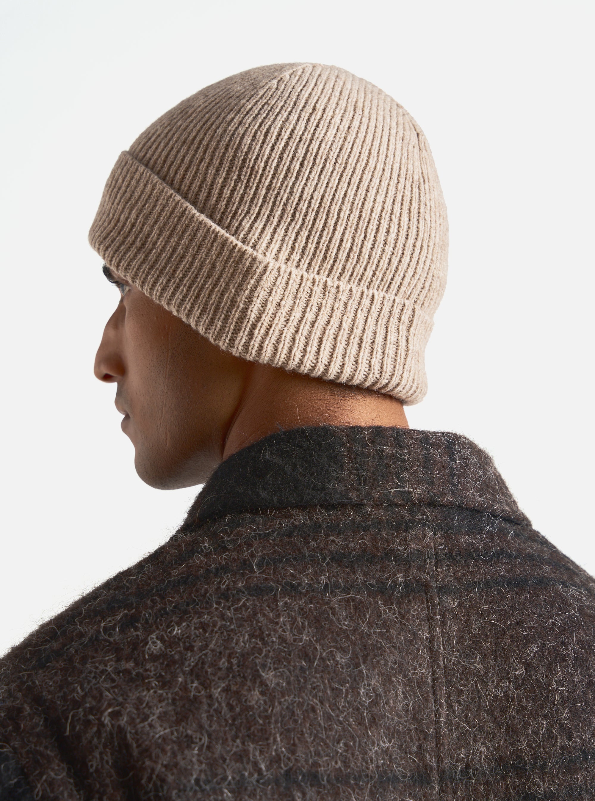 Universal Works Watch Cap in Fawn Eco Wool