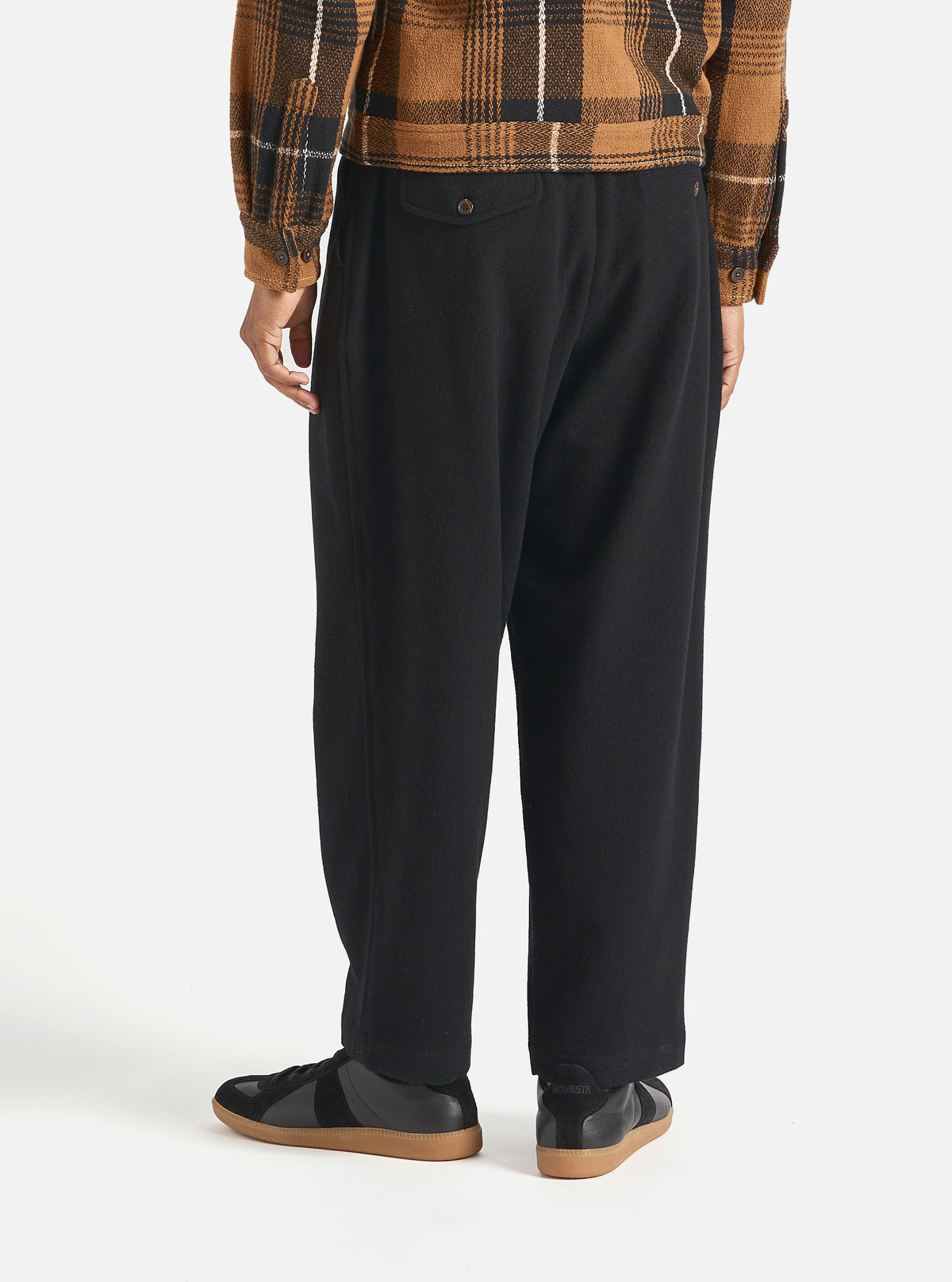 Universal Works Oxford Pant in Black Recycled Soft Wool