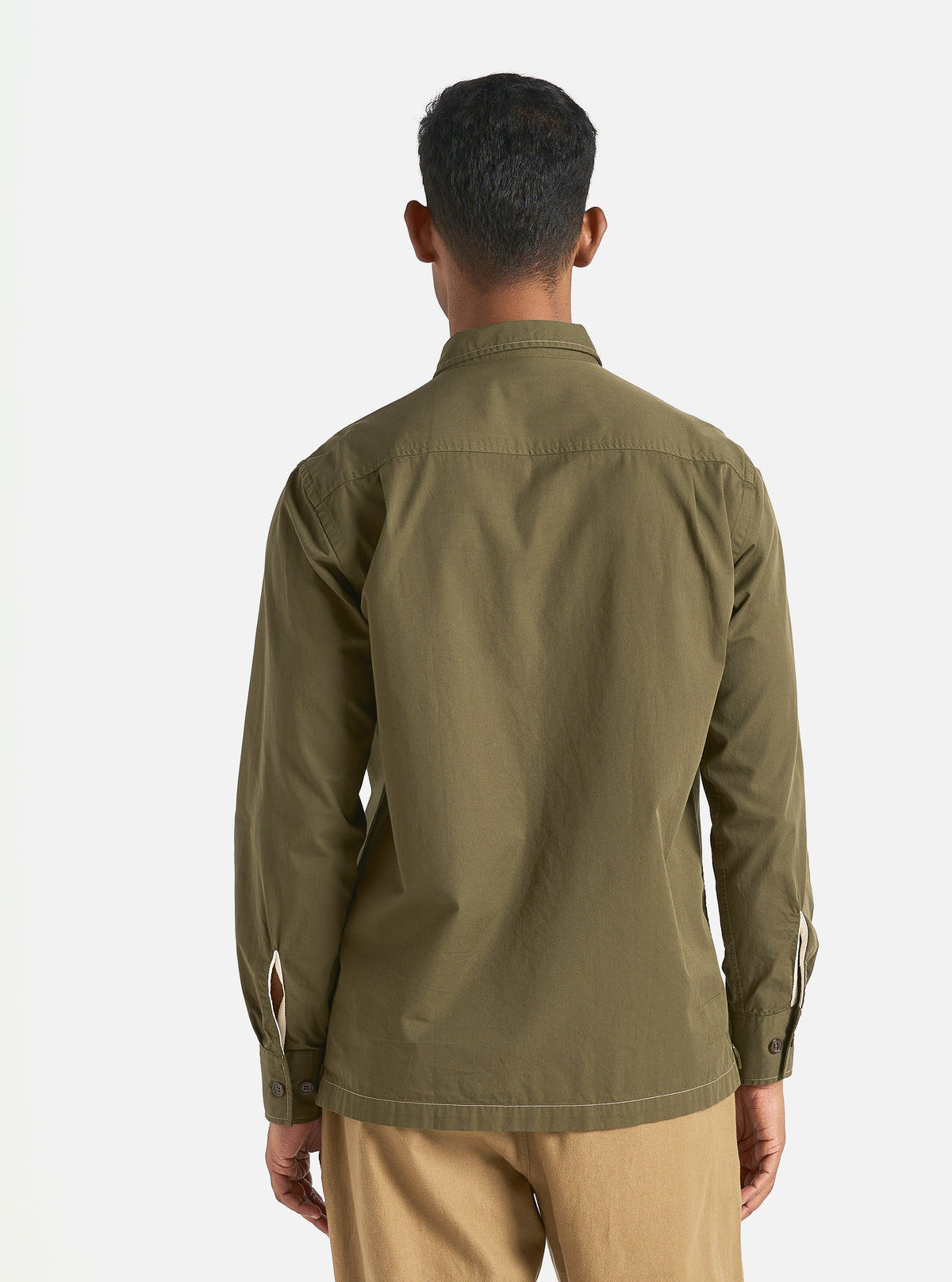 Universal Works L/S Utility Shirt in Olive Military Shirting