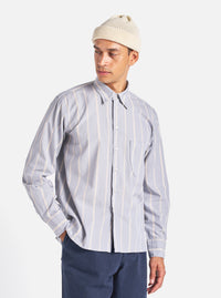 Universal Works Lazy Day Shirt in Blue Sydney Stripe