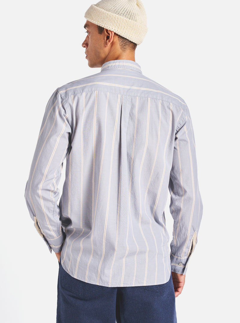 Universal Works Lazy Day Shirt in Blue Sydney Stripe