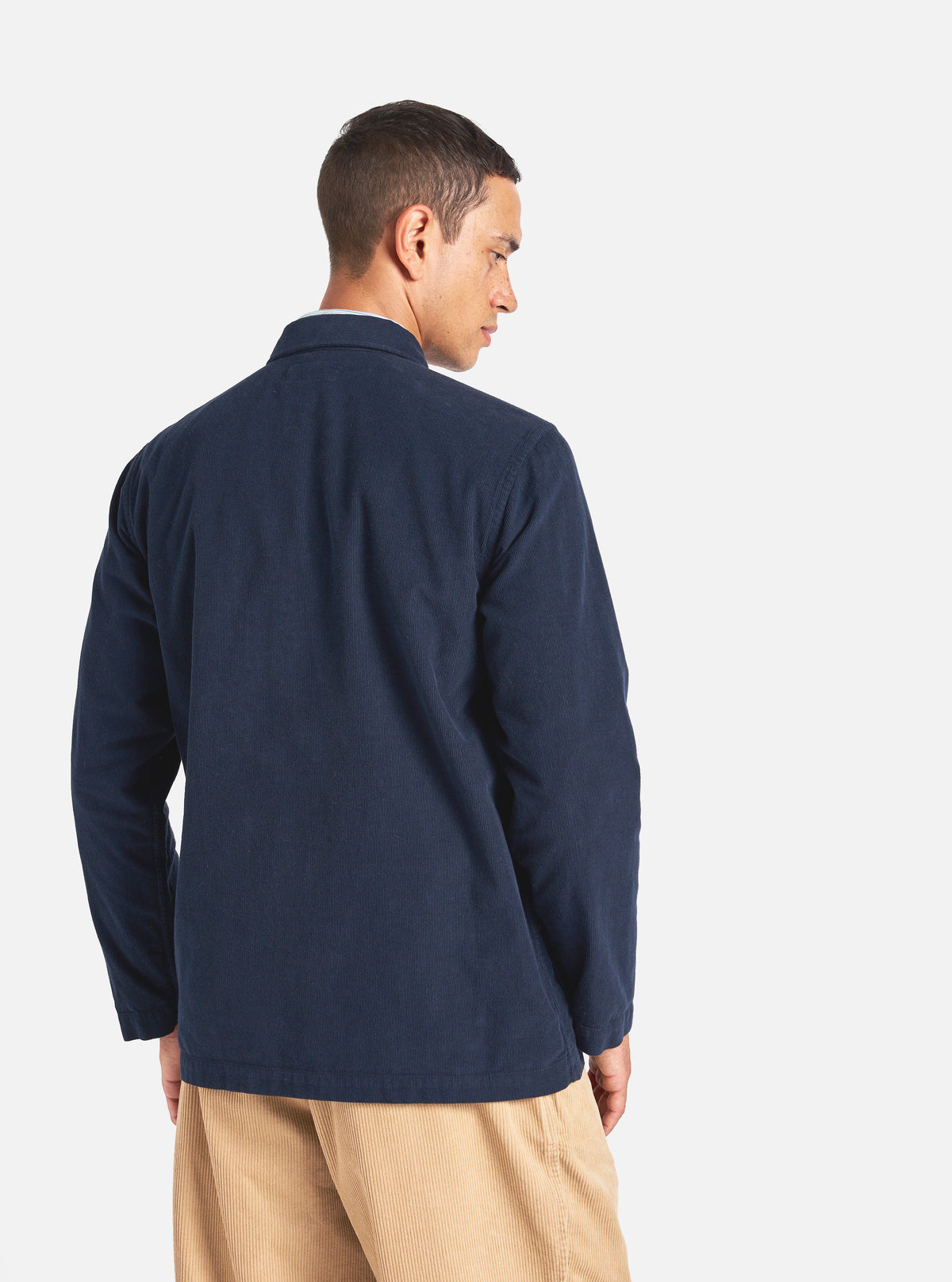 Universal Works Bakers Overshirt in Navy Fine Cord