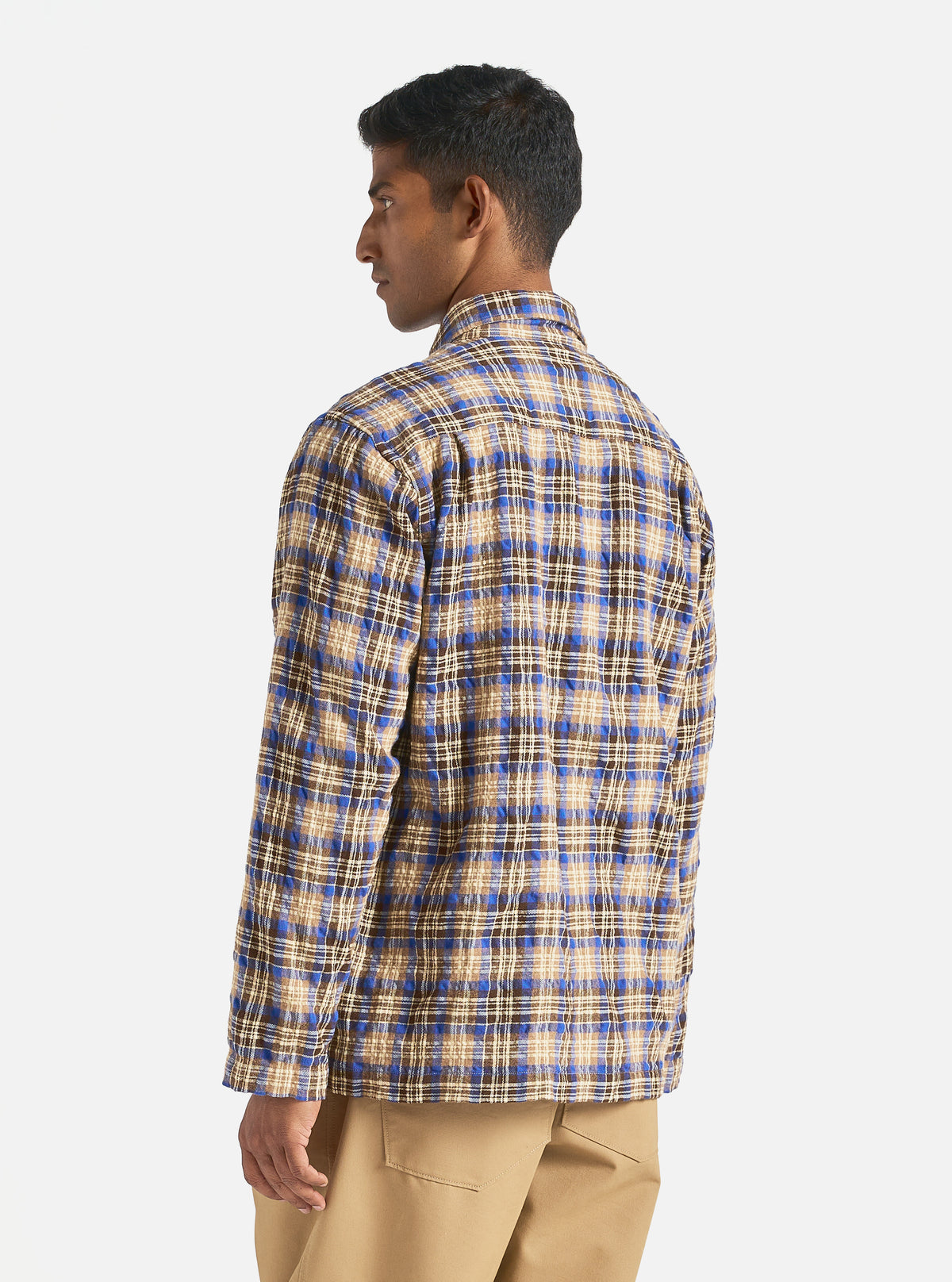 Universal Works Dockside Jacket in Blue/Sand Cowboy Check