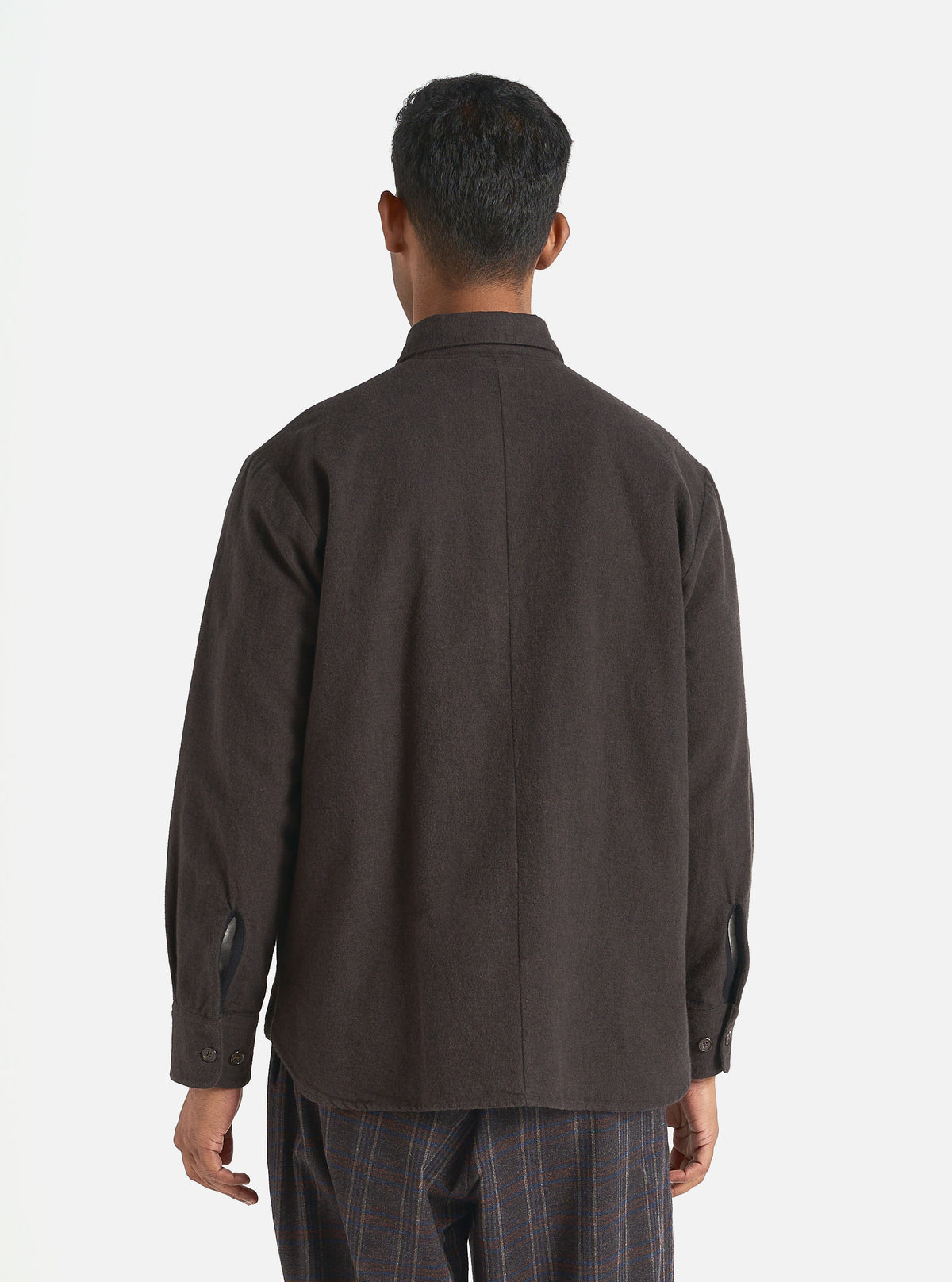 Universal Works Travail Overshirt in Brown Soft Flannel Cotton