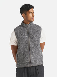 Universal Works Climbing Gilet in Grey Teddy Fleece