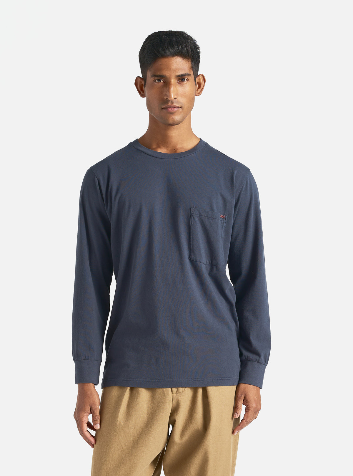 Universal Works L/S Tee in Navy Organic Jersey