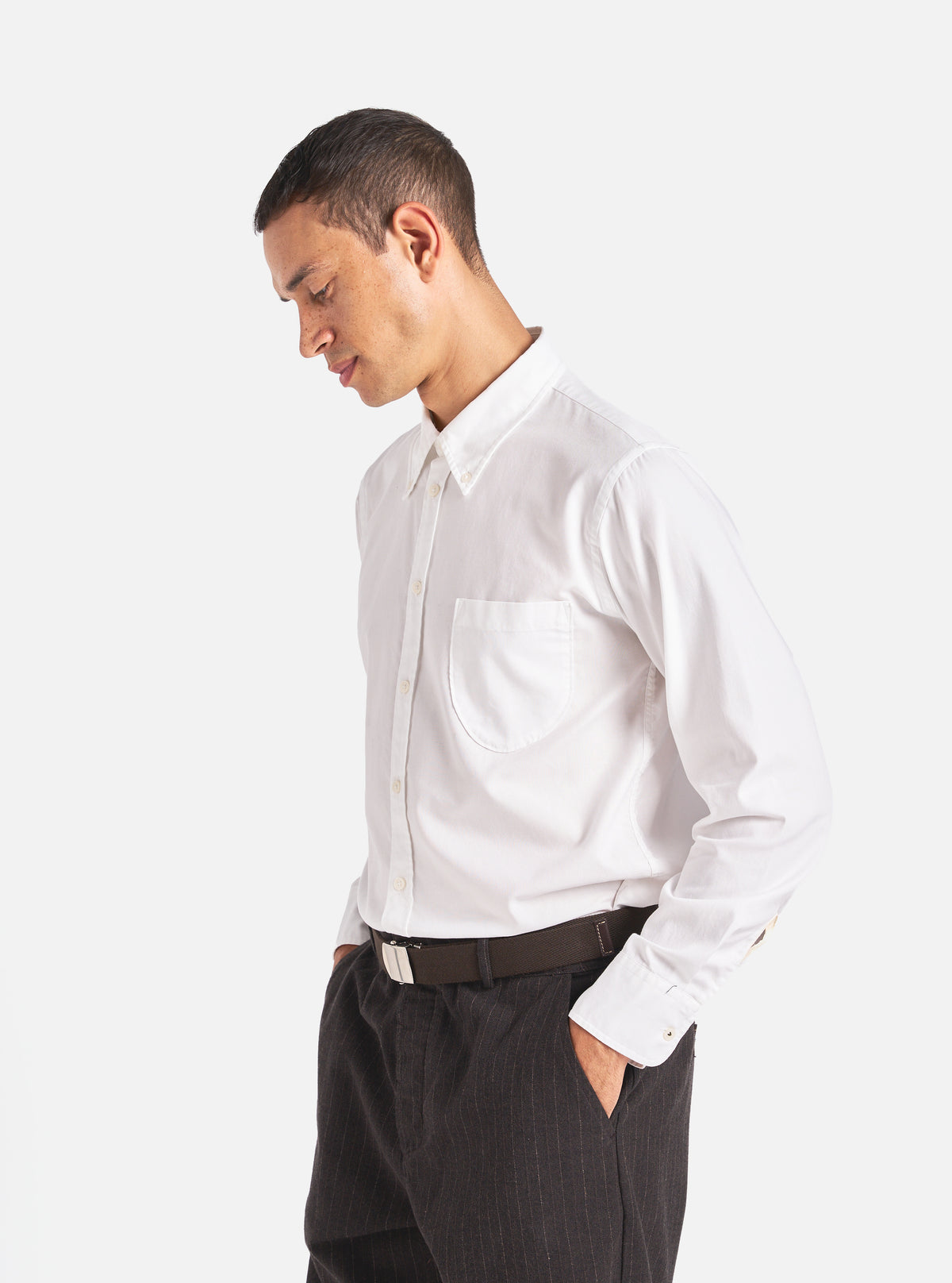 Universal Works Daybrook Shirt in White Organic Oxford