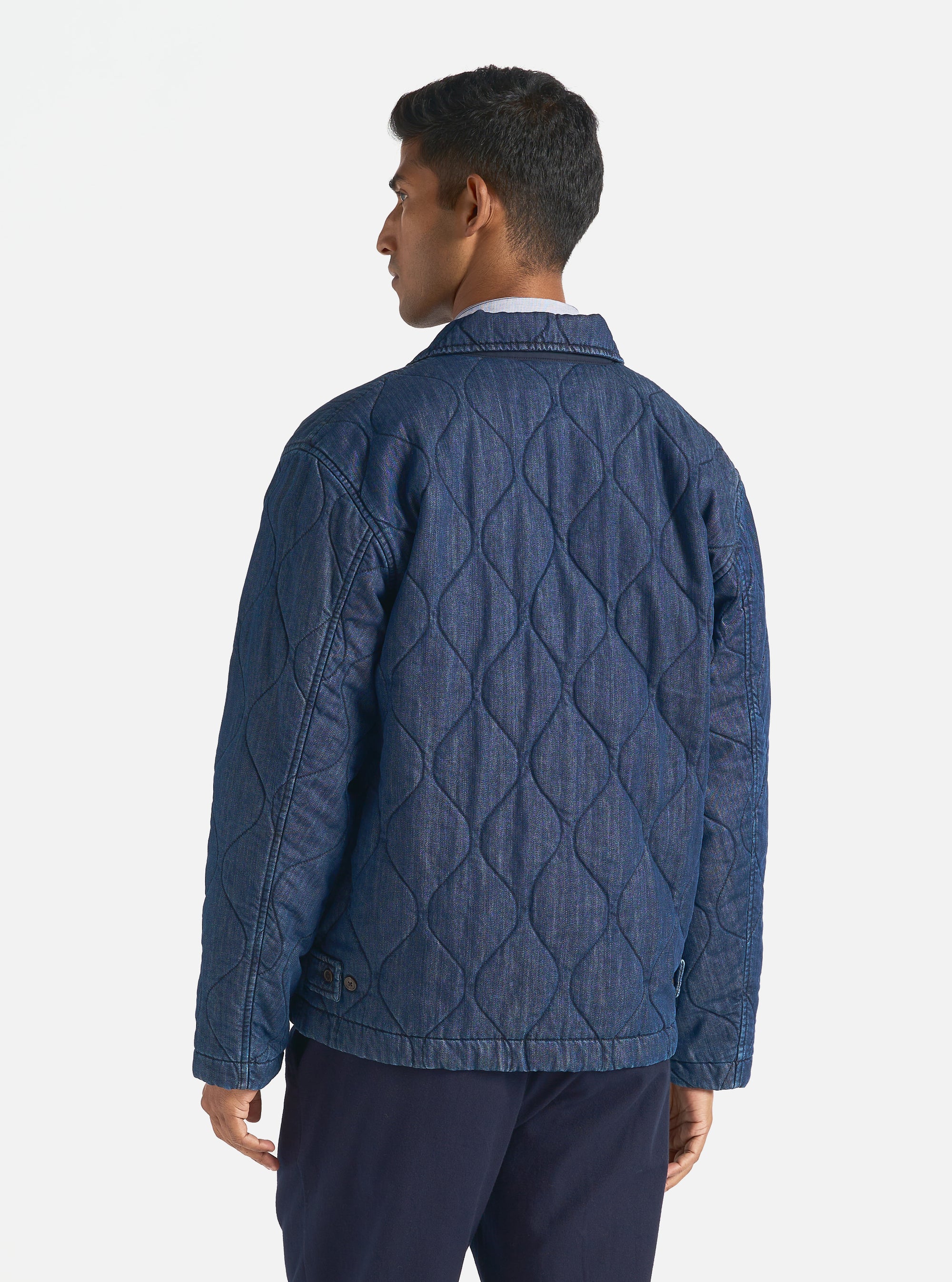 Universal Works Gower Jacket in Indigo Quilt Denim