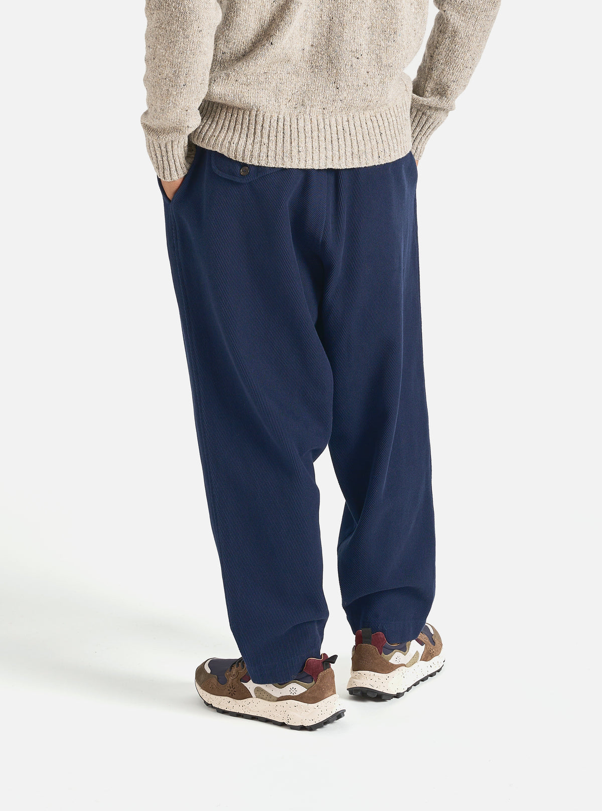 Universal Works Pleated Track Pant in Navy Super Twill