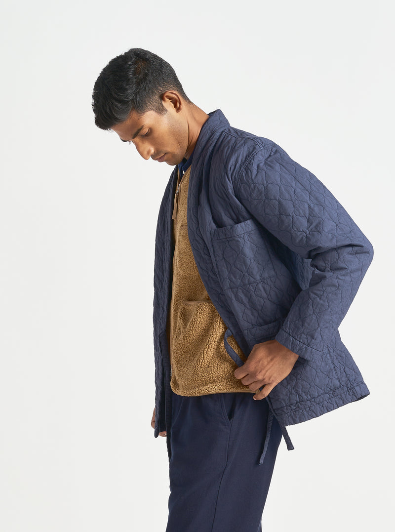 Universal Works Kyoto Work Jacket in Dark Navy Quilt Cotton