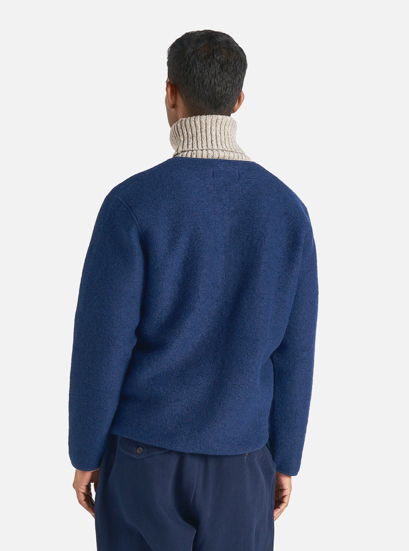 Universal Works Zip Liner Jacket in Indigo Wool Fleece