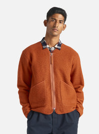 Universal Works Zip Liner Jacket in Orange Wool Fleece