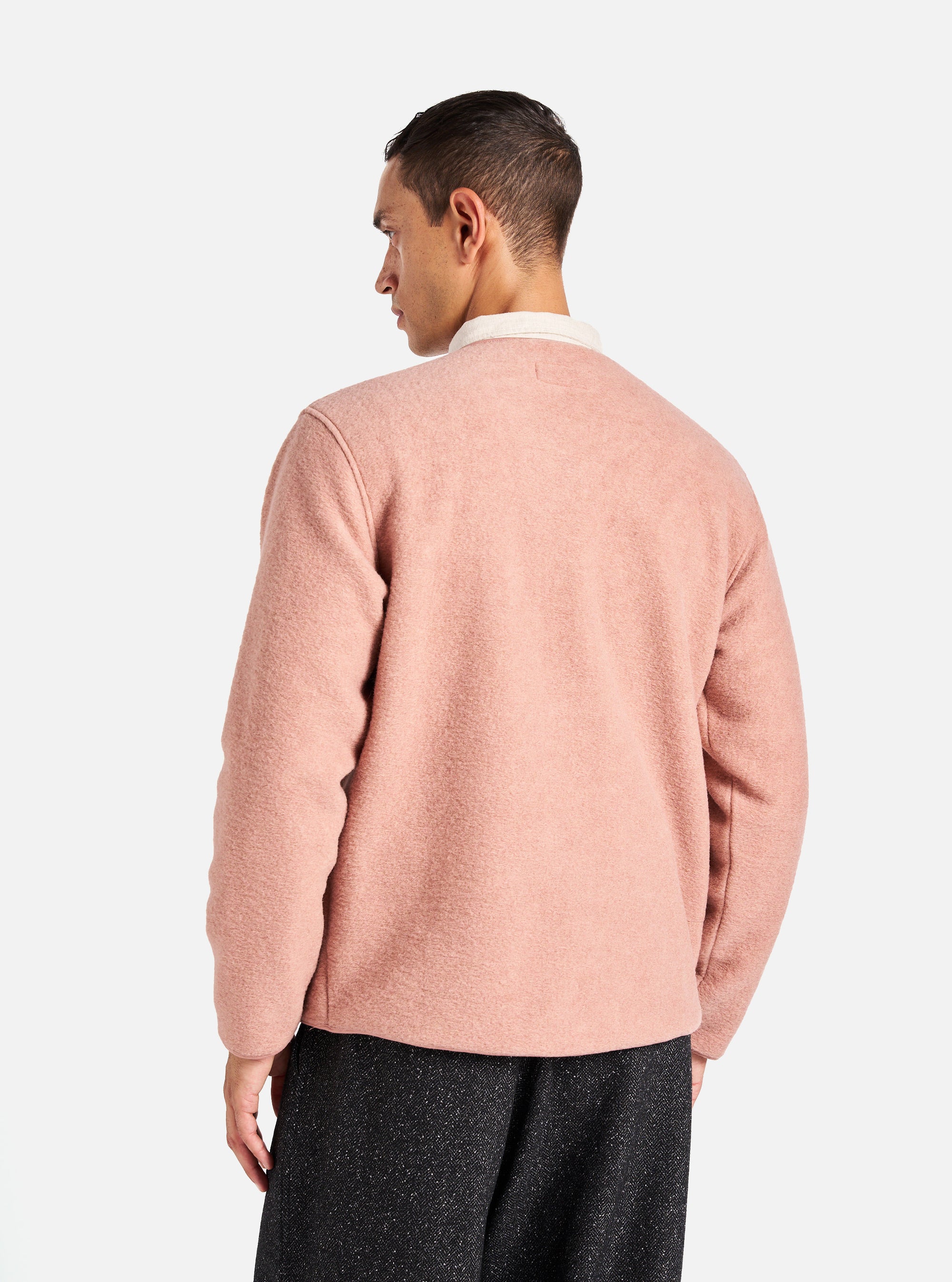 Universal Works Zip Liner Jacket in Pink Wool Fleece