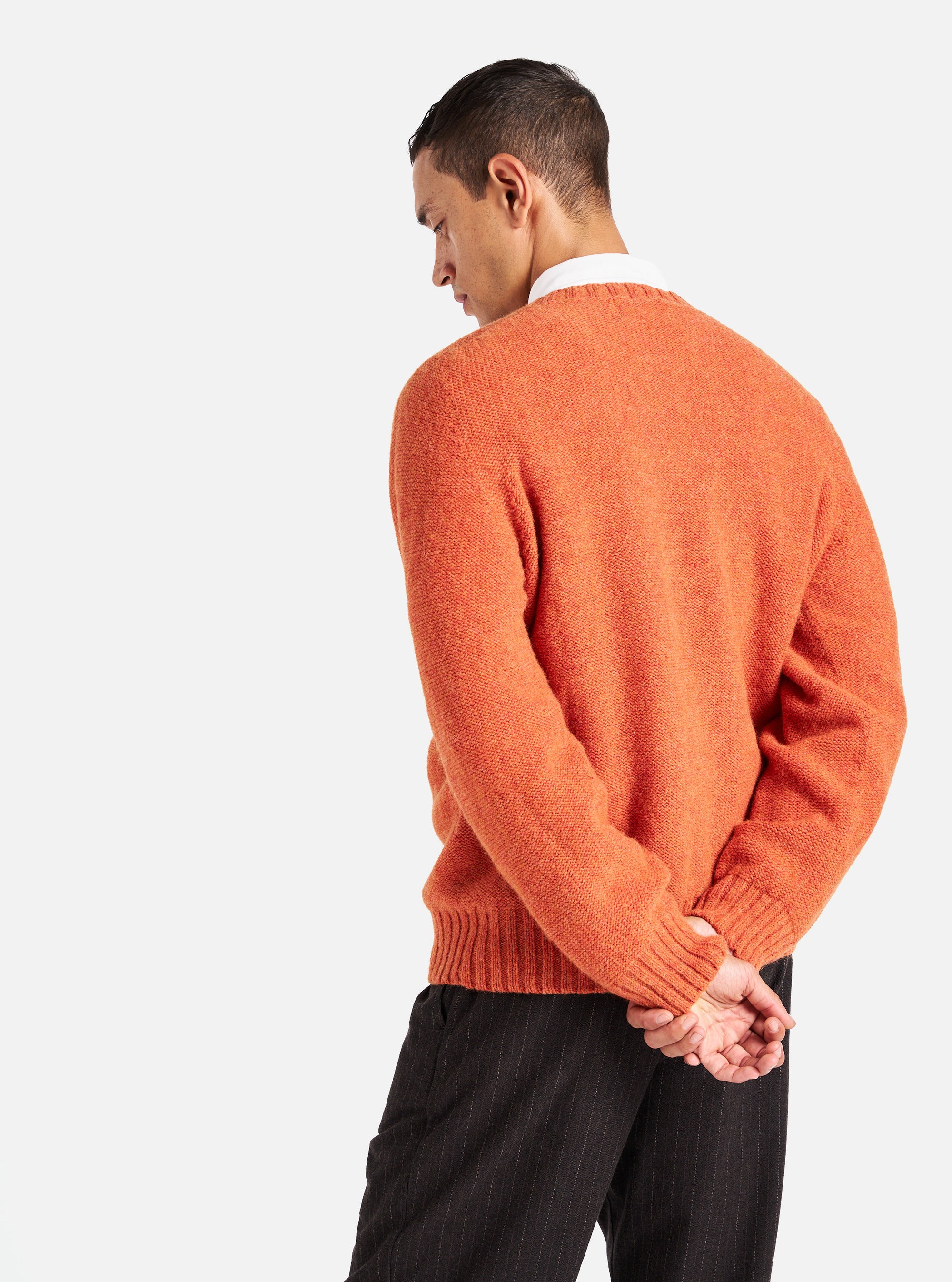 Universal Works Seamless Crew in Burnt Orange Supersoft Knit