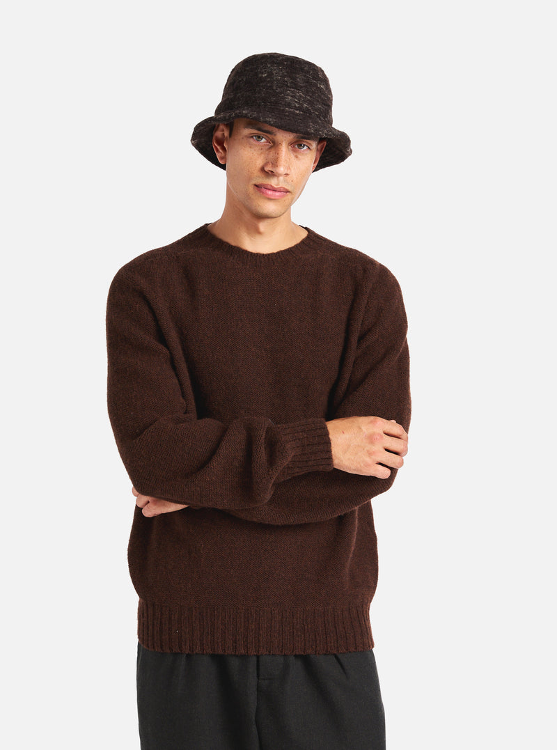 Universal Works Seamless Crew in Coffee Supersoft Knit