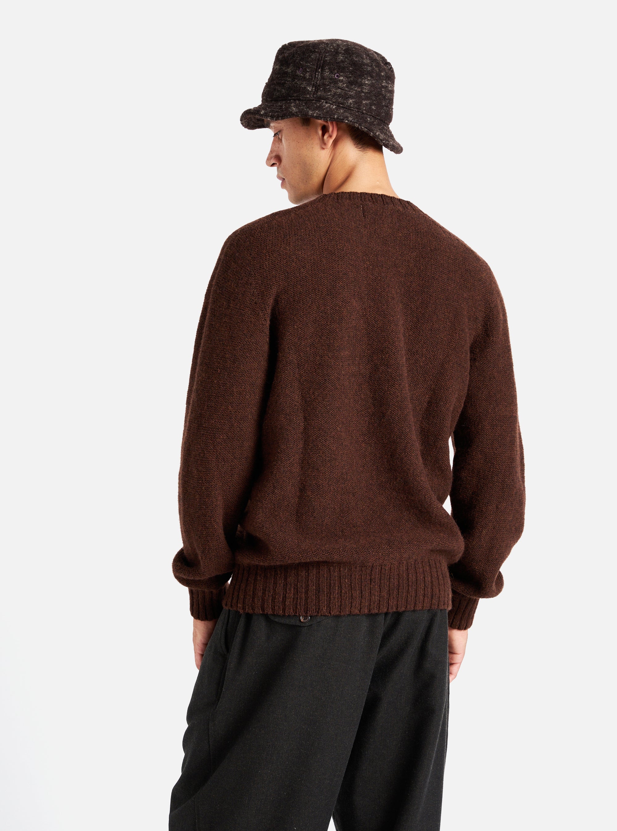 Universal Works Seamless Crew in Coffee Supersoft Knit