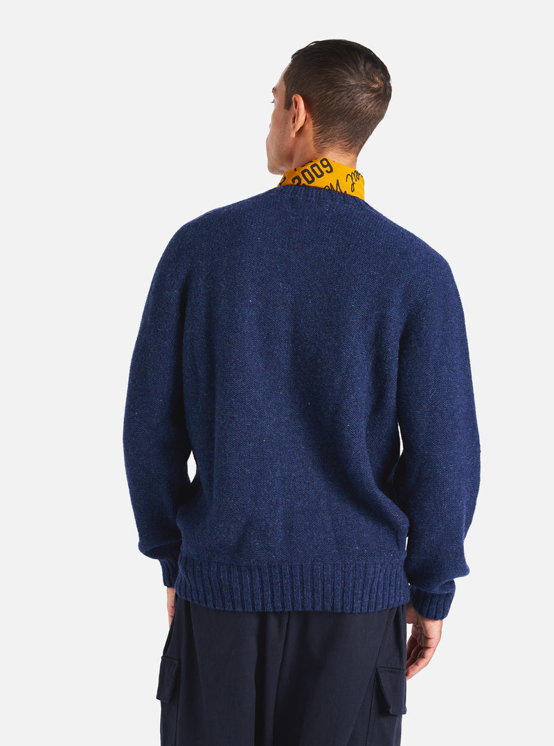 Universal Works Seamless Crew in Indigo Supersoft Knit