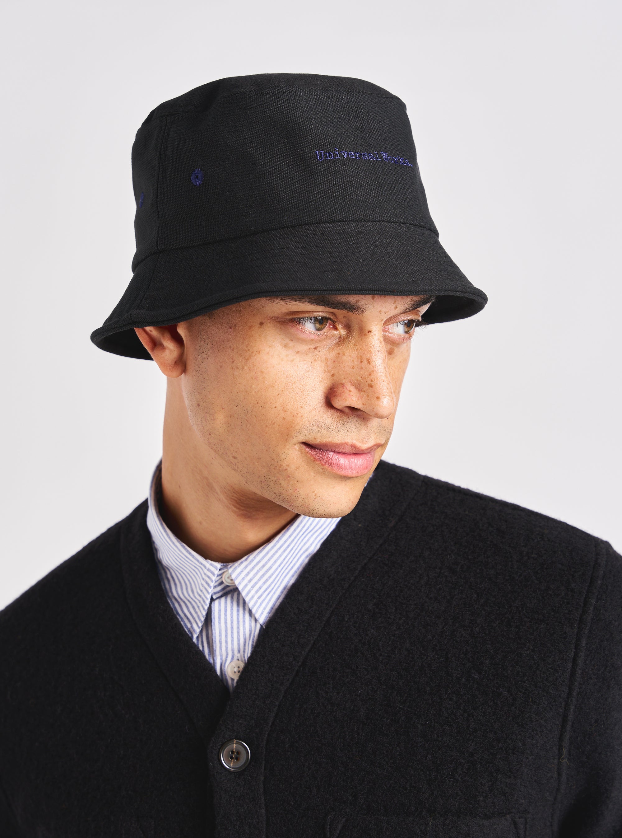 Universal Works Lewis Hat in Black Canvas