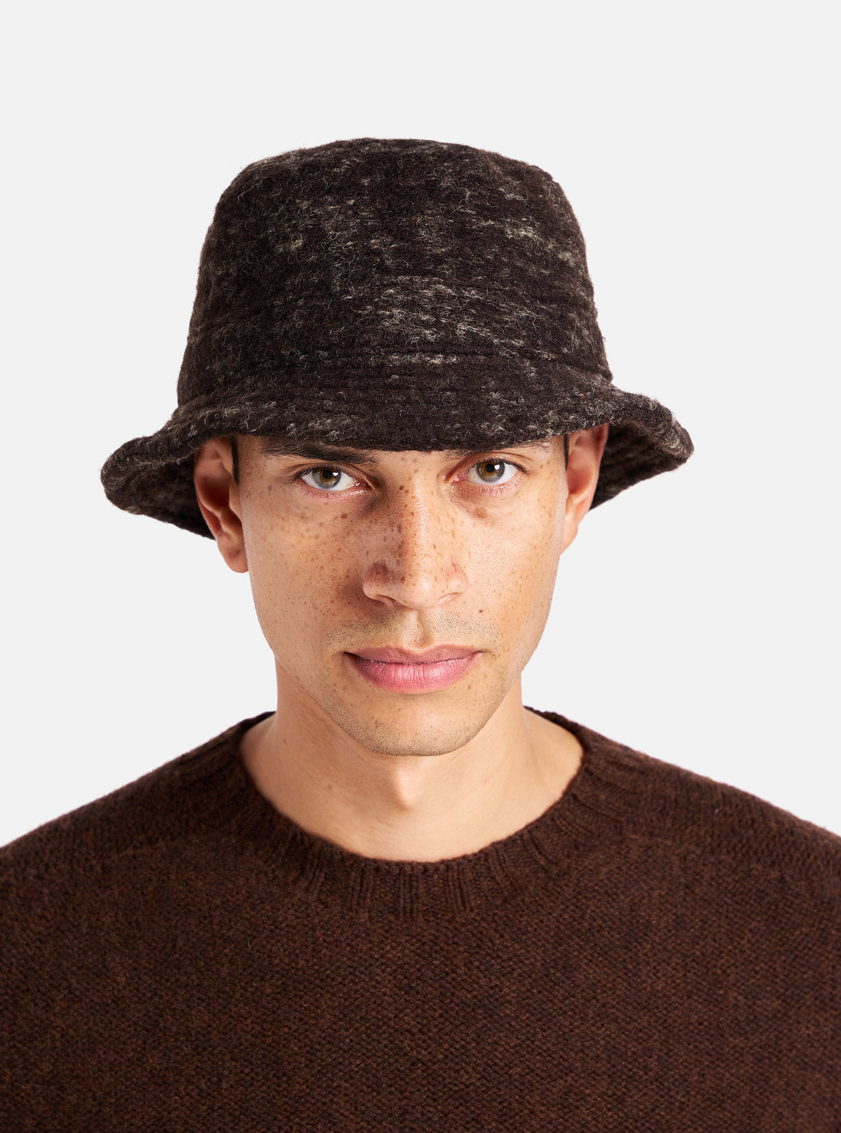 Universal Works Bucket Hat in Brown Marble Fleece