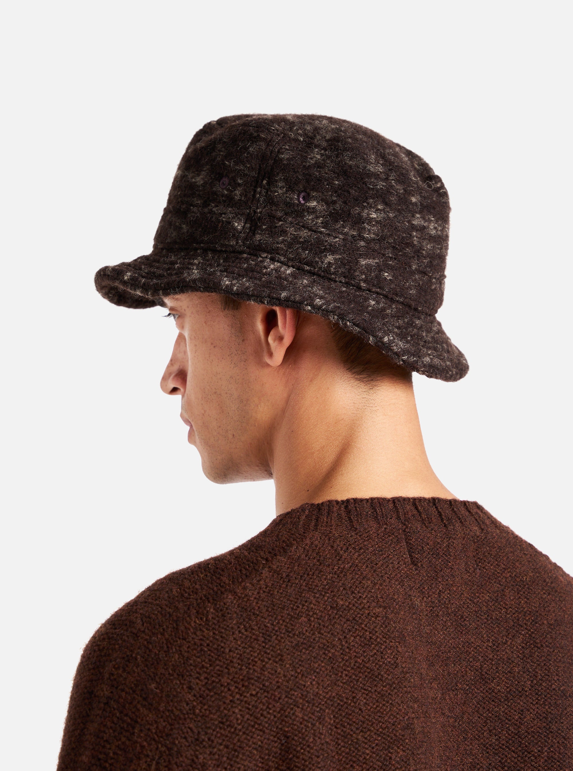 Universal Works Bucket Hat in Brown Marble Fleece