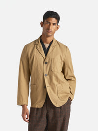 Universal Works Three Button Jacket in Sand Brushed Moleskin