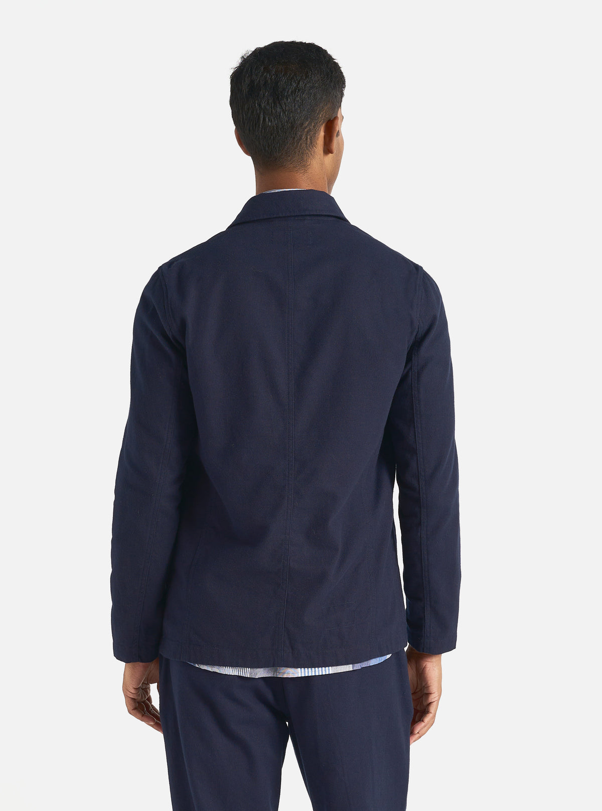 Universal Works Bakers Jacket in Navy Brushed Moleskin