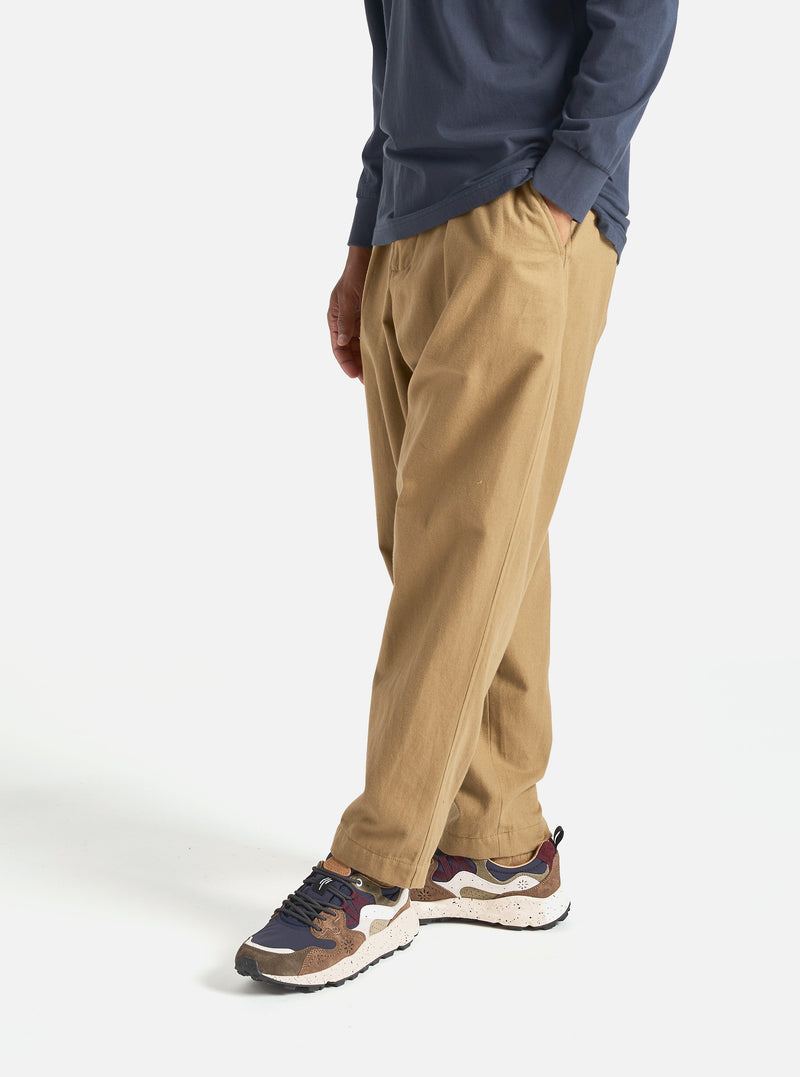 Universal Works Pleated Track Pant in Sand Brushed Moleskin