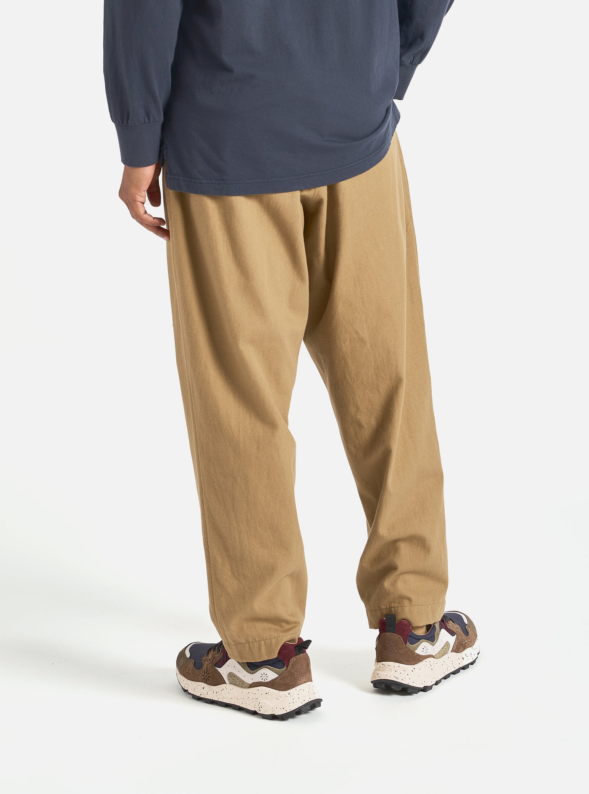 Universal Works Pleated Track Pant in Sand Brushed Moleskin