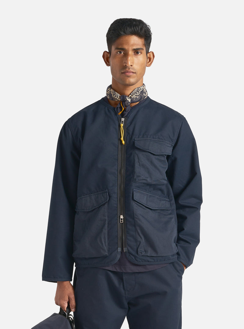 master-piece x Universal Works Parachute Liner Jacket in Navy Brushed Polytech