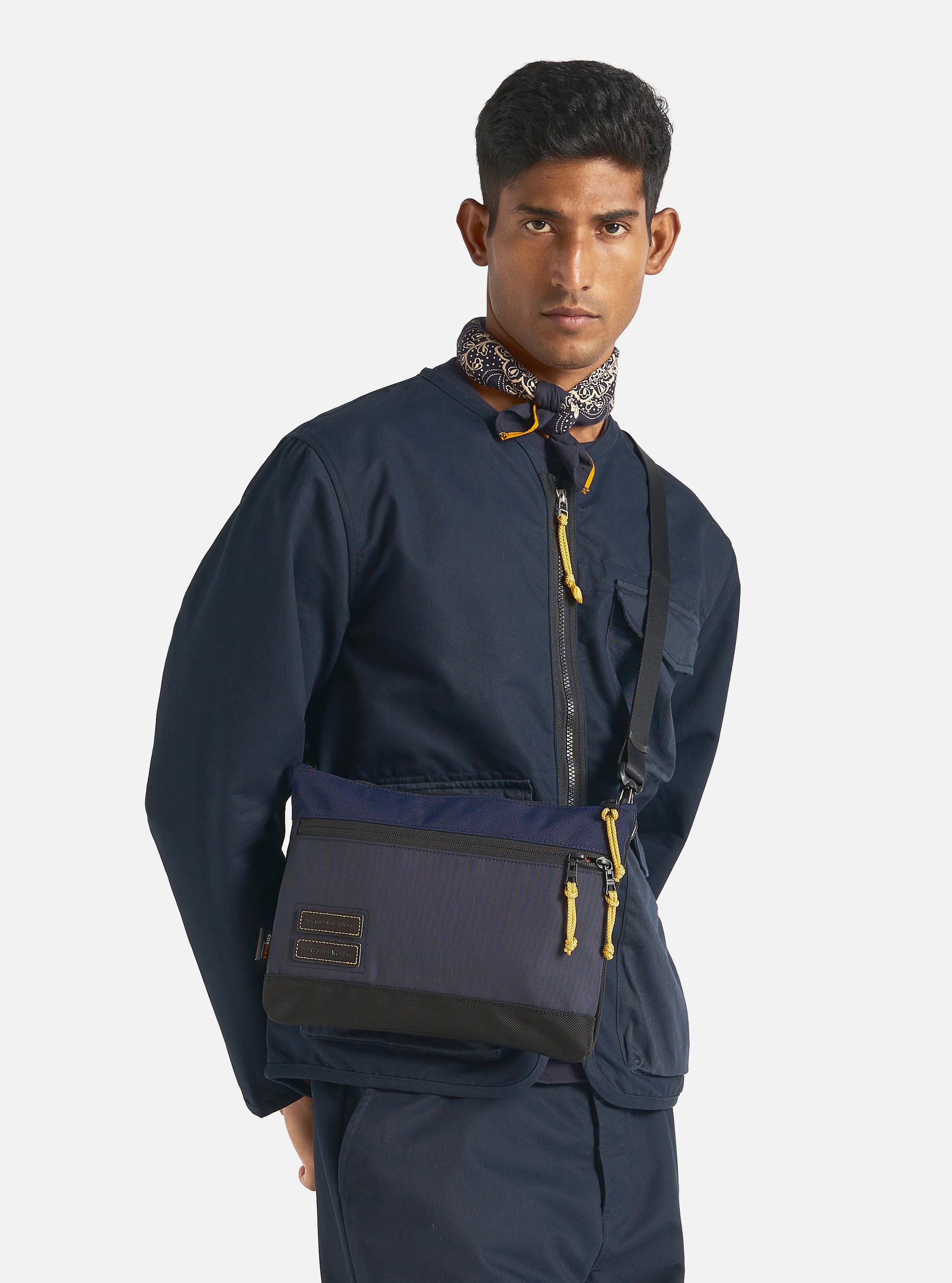 master-piece x Universal Works Shoulder Bag in Navy Recycled Tech Canvas