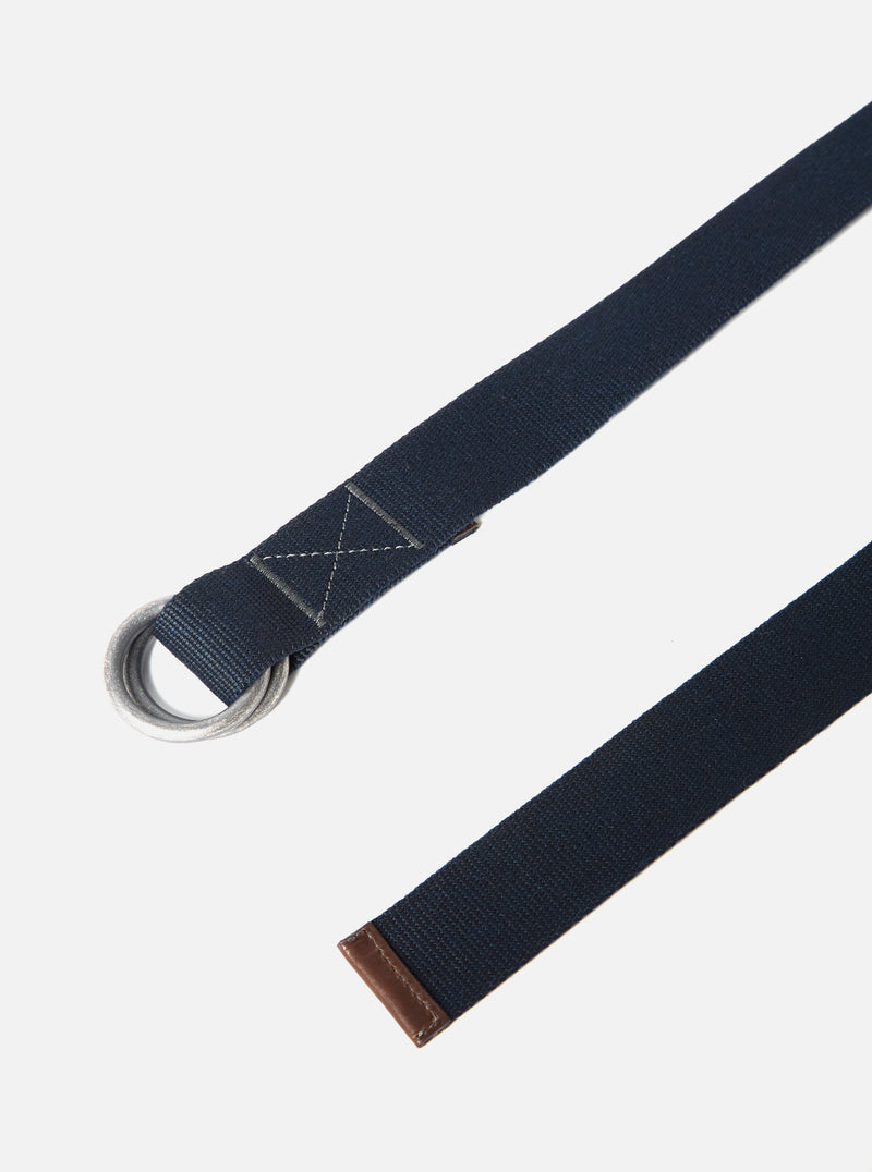 Universal Works 'O' Ring Belt in Navy Canvas