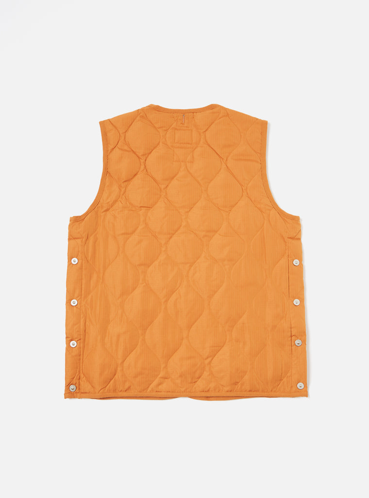 Taion Military Crew Neck Down Vest in Dark Orange Ripstop