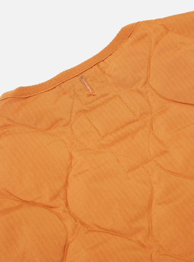 Taion Military Crew Neck Down Vest in Dark Orange Ripstop